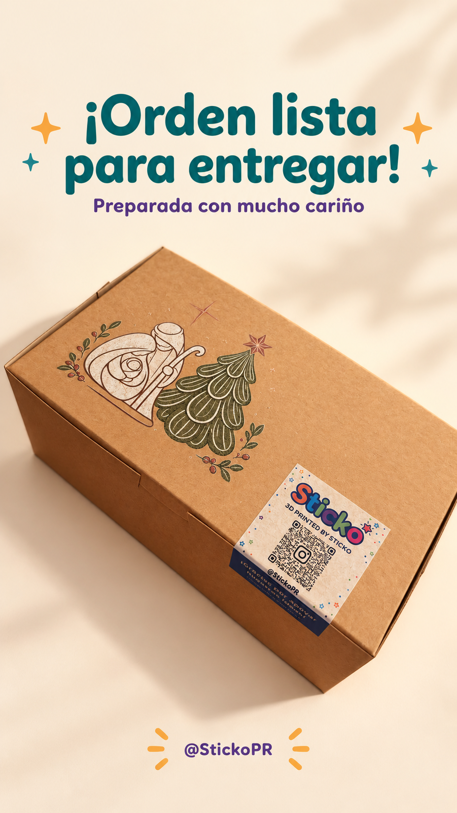 Empaque de una orden navideña de Sticko